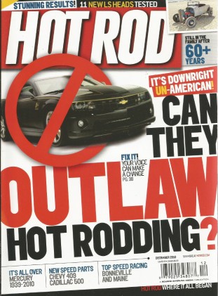 HOT ROD 2010 DEC - BONNEVILLE, CAMARO vs SALEEN, MERCURY STORY, NEW 409